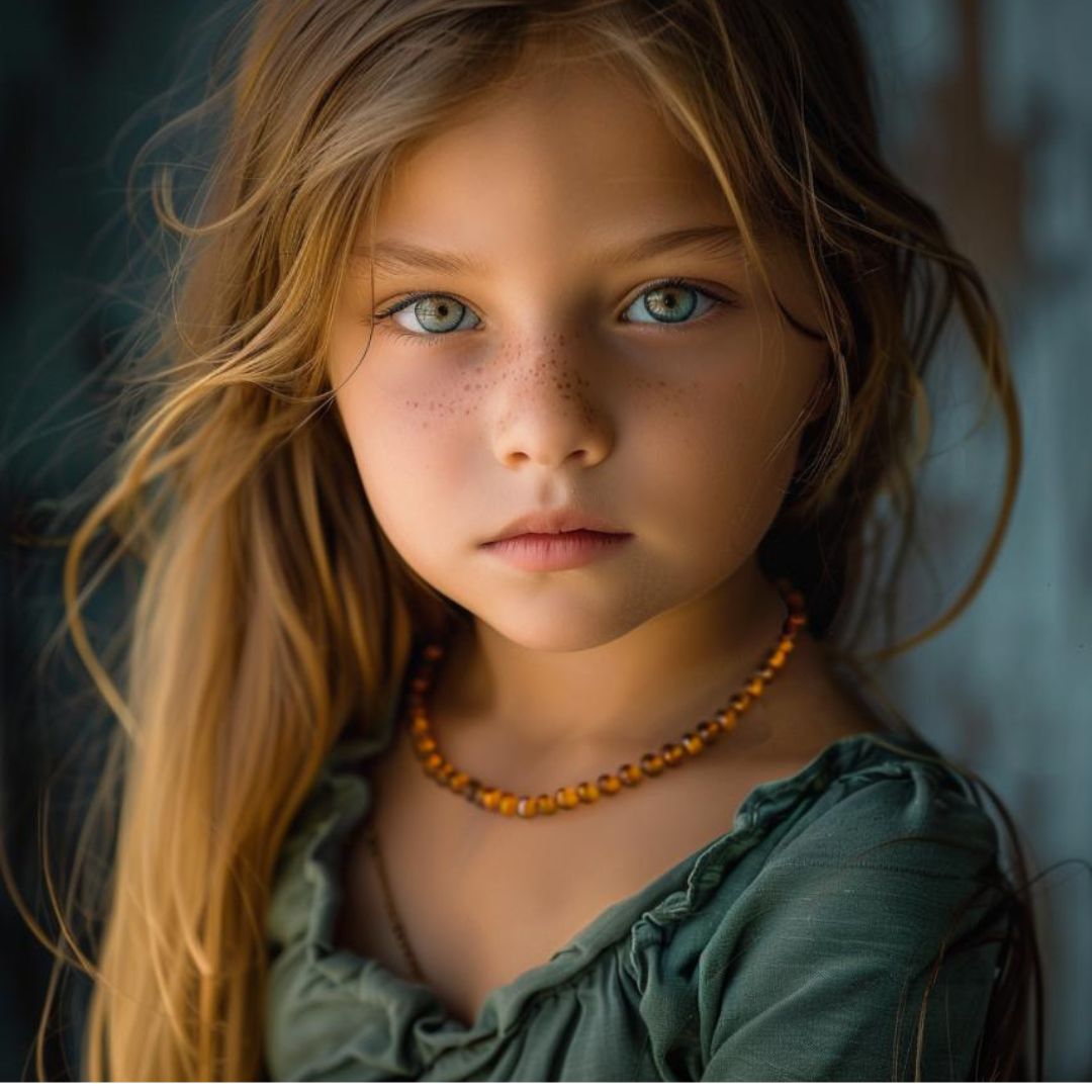 girl teething amber necklace